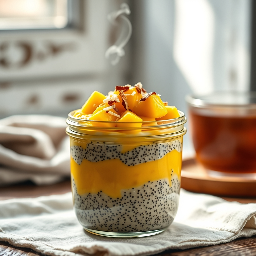 sunrise mango turmeric chia pudding