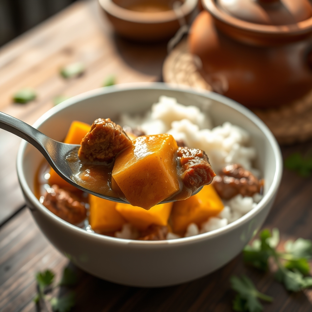 coconut curry beef with sweet potatoes jasmine rice