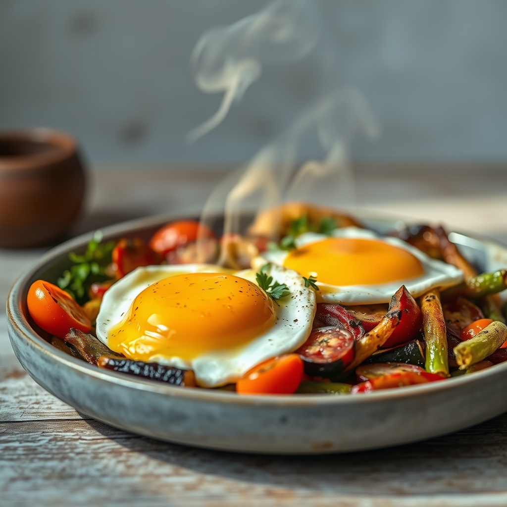 green shakshuka with spinach peas soft boiled eggs