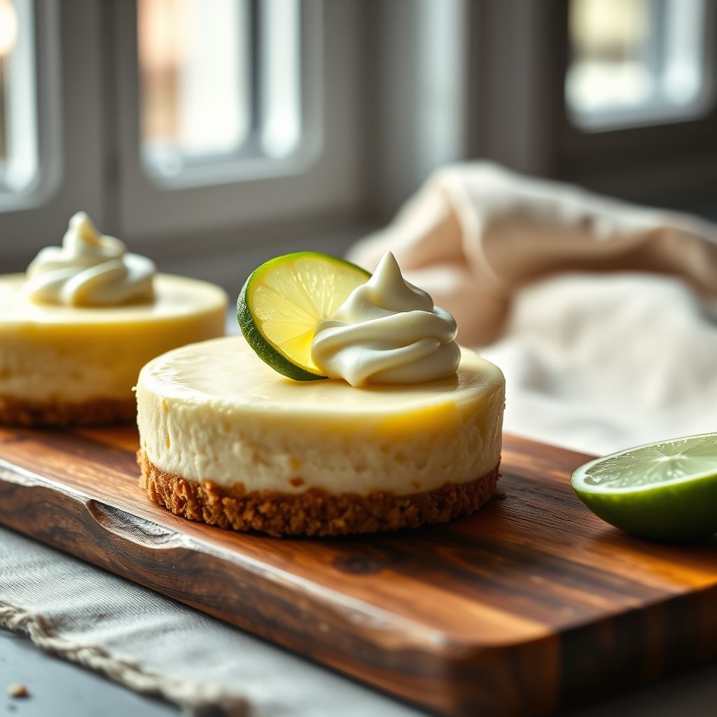 mini key lime cheesecakes with gingersnap crust