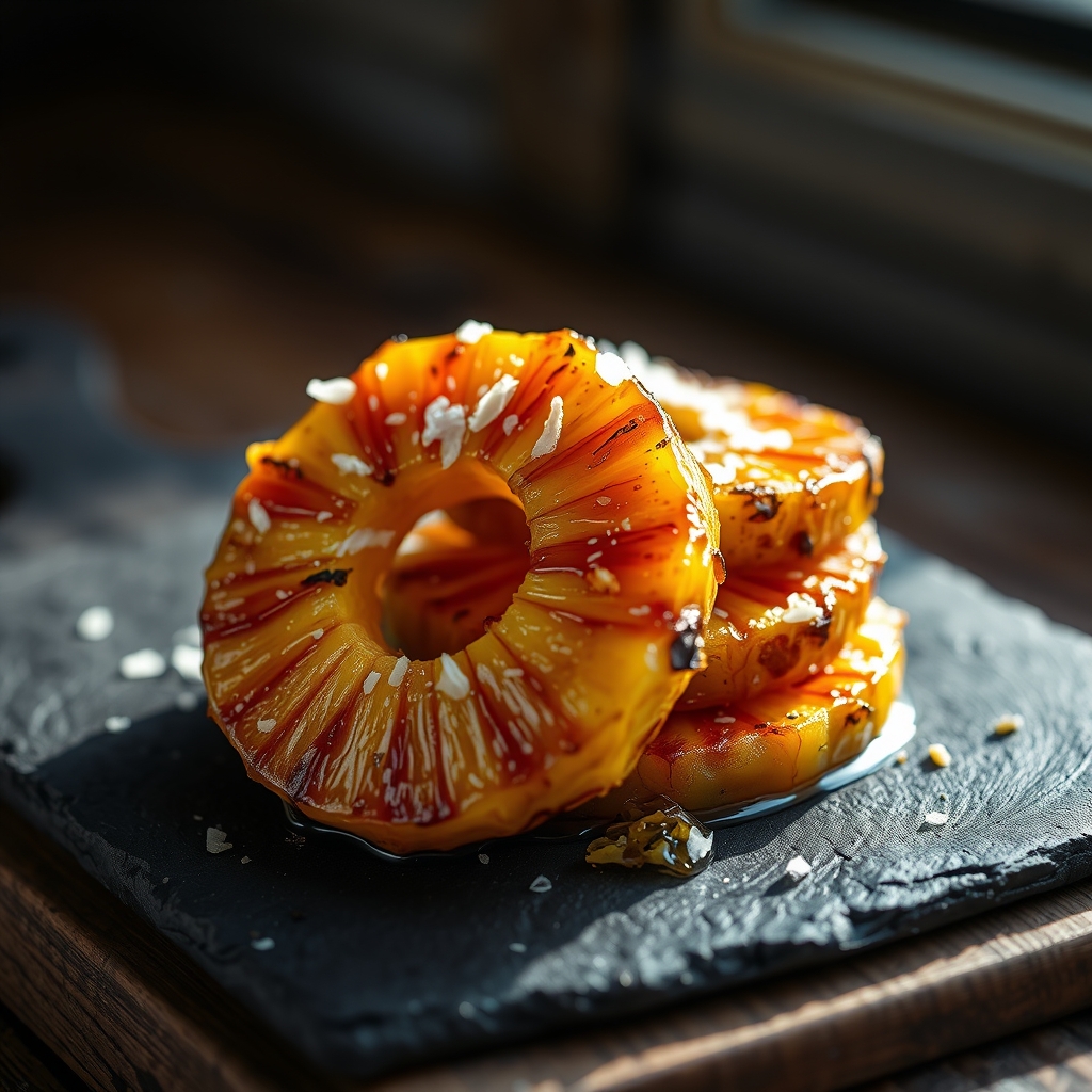 roasted pineapple with honey lime toasted coconut