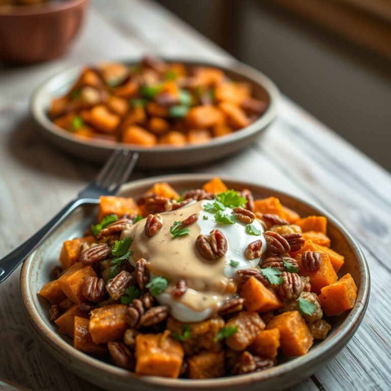 sweet potato breakfast hash with chipotle lime crema