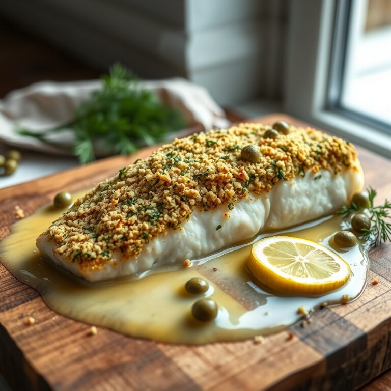 baked cod with lemon capers crispy herb crumb