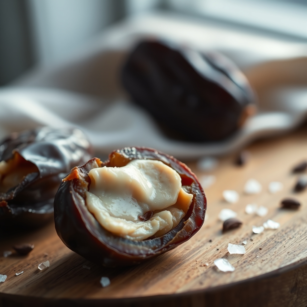 chocolate dipped almond butter stuffed dates