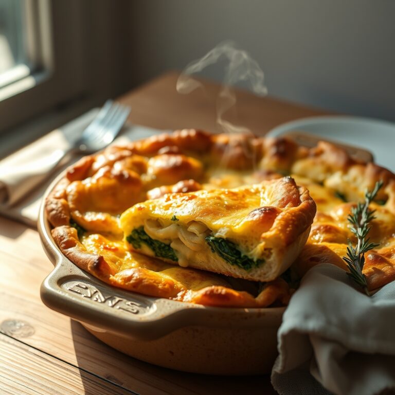 easy brunch strata with spinach artichoke gruy re