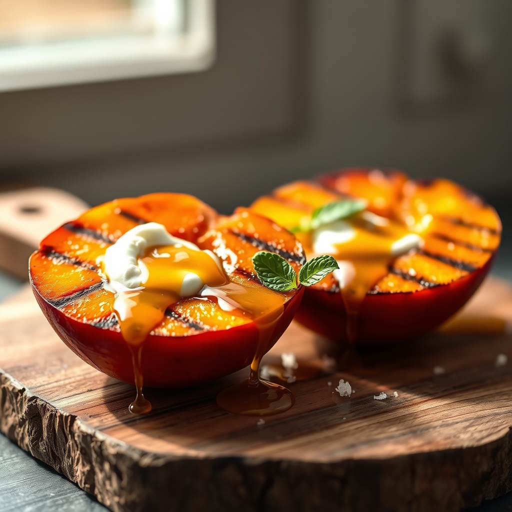 grilled peaches with mascarpone honey