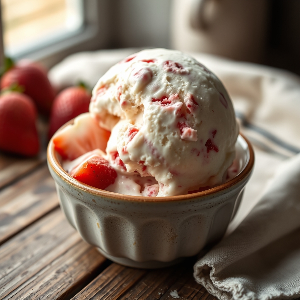 no churn strawberry shortcake ice cream