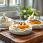 Mini Pavlova Nests with Passionfruit Curd 2 mini pavlova nests with passionfruit curd