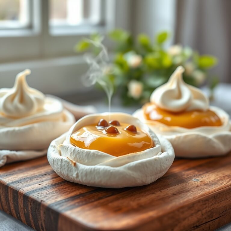 mini pavlova nests with passionfruit curd